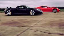 HD: Ferrari 599 vs CGT (Ferrari 599 GTB F1 Fiorano vs Porsche Carrera GT)