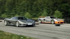 1080p:Porsche Carrera GT vs Koenigsegg CCR Evolution Exteriour Cam x 2