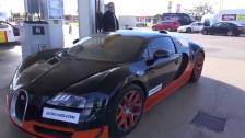 Fueling up the Bugatti Veyron Grand Sport Vitesse in Sweden, 1200 thirsty HP