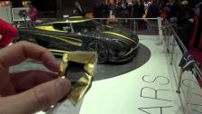 Golden chocolate for a golden car, the Koenigsegg Agera S Hundra in gold leaf and clear carbon