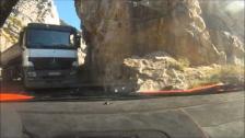 Close call Ferrari 430 Scuderia vs truck on TINY Italian road during Gran Turismo Europa 2011