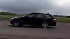 Mercedes E55 AMG vs BMW M5 Touring both stock: clip now stabilized and in 1080p