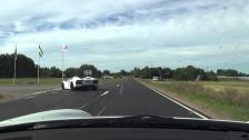 The Lamborghini Aventador Roadster LP-700 looks great in traffic and in motion in Sweden