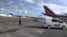 [4k] Gumball 3000 Airlines arrived to Prestwick Airport outside Edinburgh, leaving the airport