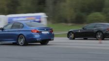 Ferrari FF vs tuned BMW M5 F10 (Burger Motorsports Stage 1, AFE intake, muffler delete)
