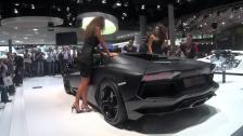 Matte Black Lamborghini Aventador and their models Frankfurt 2011 IAA